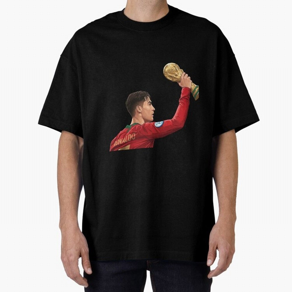 Cristiano Ronaldo Oversized T-Shirt Enjoy Match Day Hype around FIFA World Cup 2026 Group Stage, CR7 and Messi, France and Portugal, Champion Mindset, Group Stage Buzz, Knockout Tension and Passionate Fan Culture; Great for Supporters Who Love
