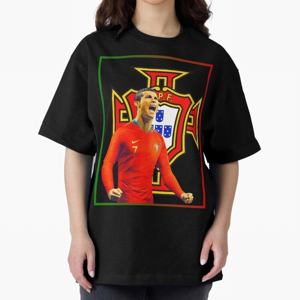 cristiano ronaldo Oversized T-Shirt Turn Football Passion into Global Football Passion for FIFA World Cup 2026 USA Canada Mexico, Highlighting Messi, CR7 and Mbappe, Brazil, Portugal and Argentina, Vintage Soccer Flavor, Modern Football Stars,