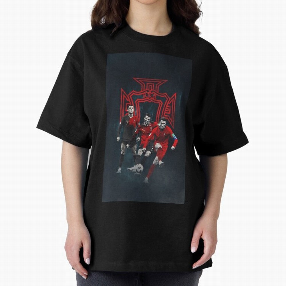 Art CR7 Wallpaper Oversized T-Shirt Represent Football Lovers during Global Football Passion for FIFA World Cup 2026 Group Stage, Made for Cristiano Ronaldo, Haaland and CR7, England, Worldwide Fan Energy, Dramatic Goals, Stadium Lights and