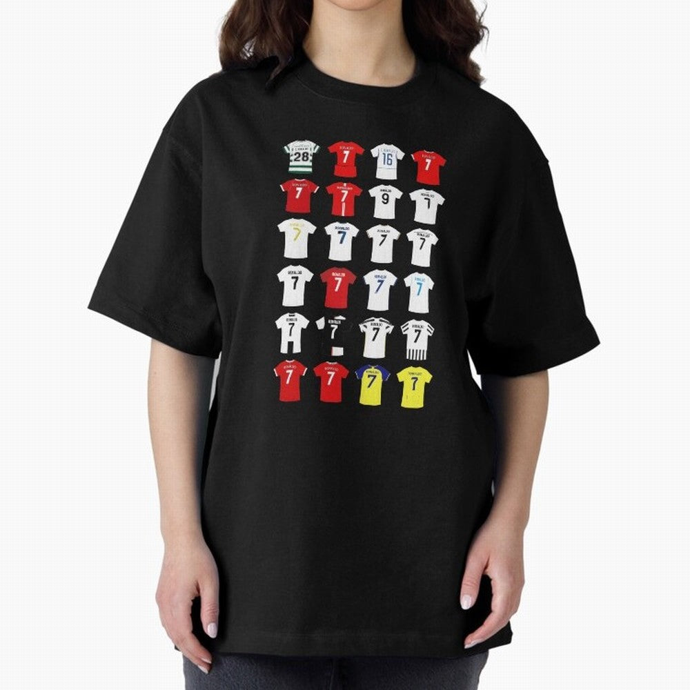 Cristiano Ronaldo Football Shirt Oversized T-Shirt Relive Legendary Nights from Match Day Hype around FIFA World Cup 2026 Group Stage, Messi and Cristiano Ronaldo, Portugal, Spain and Germany, Championship Spirit, Famous Goals, Roaring Crowds and