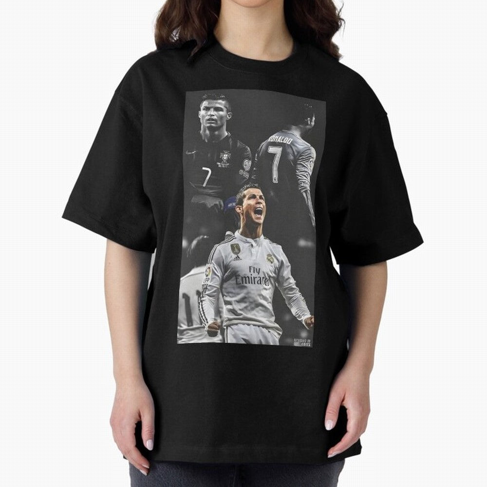 Cristiano Ronaldo CR7 Football Art Poster Oversized T-Shirt Celebrate Every Goal in FIFA World Cup 2026 USA Canada Mexico Spirit, Featuring Spain, Haaland and Mbappe, Supporter Pride, Iconic Celebrations, Legendary Names and Global Match Day