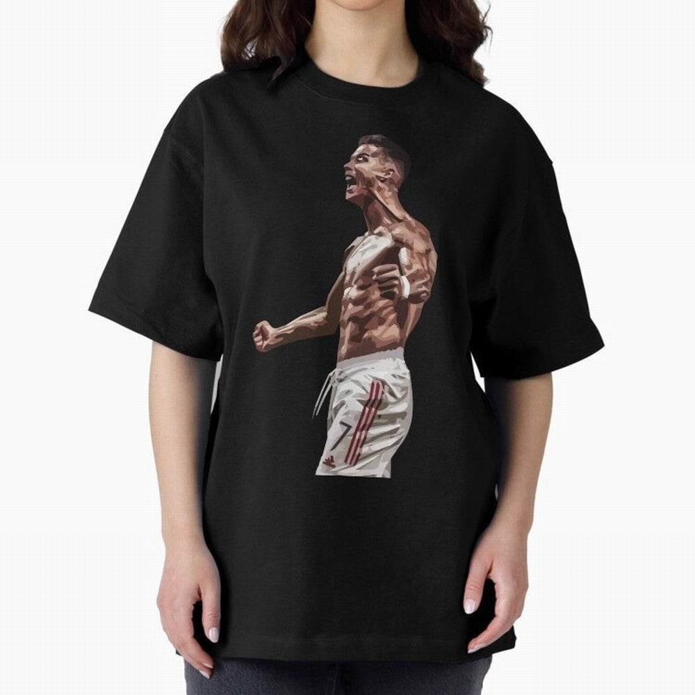 Cristiano Ronaldo - Celebration - CR7 - Black Oversized T-Shirt Celebrate Classic Football Spirit in Match Day Hype around FIFA World Cup 2026, CR7, Argentina and Brazil, Football History, Final Match Energy, Crowd Noise and Once in a Lifetime