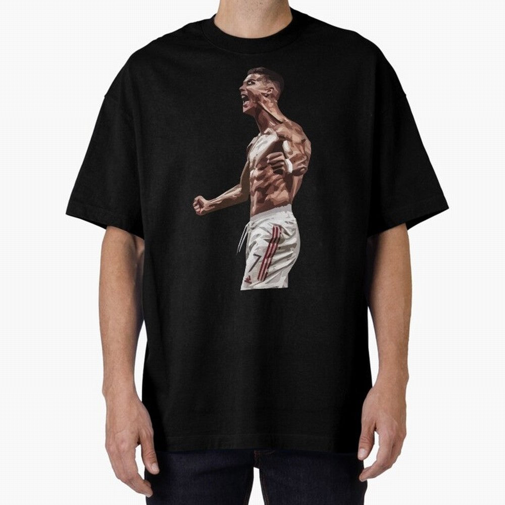 Cristiano Ronaldo - Celebration - CR7 - Black Oversized T-Shirt Celebrate Classic Football Spirit in Match Day Hype around FIFA World Cup 2026, CR7, Argentina and Brazil, Football History, Final Match Energy, Crowd Noise and Once in a Lifetime