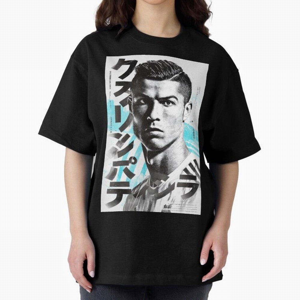 Cristiano Japanese Poster Oversized T-Shirt Show Passion for the Stars of FIFA World Cup 2026 USA Canada Mexico for Fans of CR7 and Messi and England, Bringing Football Passion, Legendary Performances, Festival Vibes and Supporter Community; Ideal