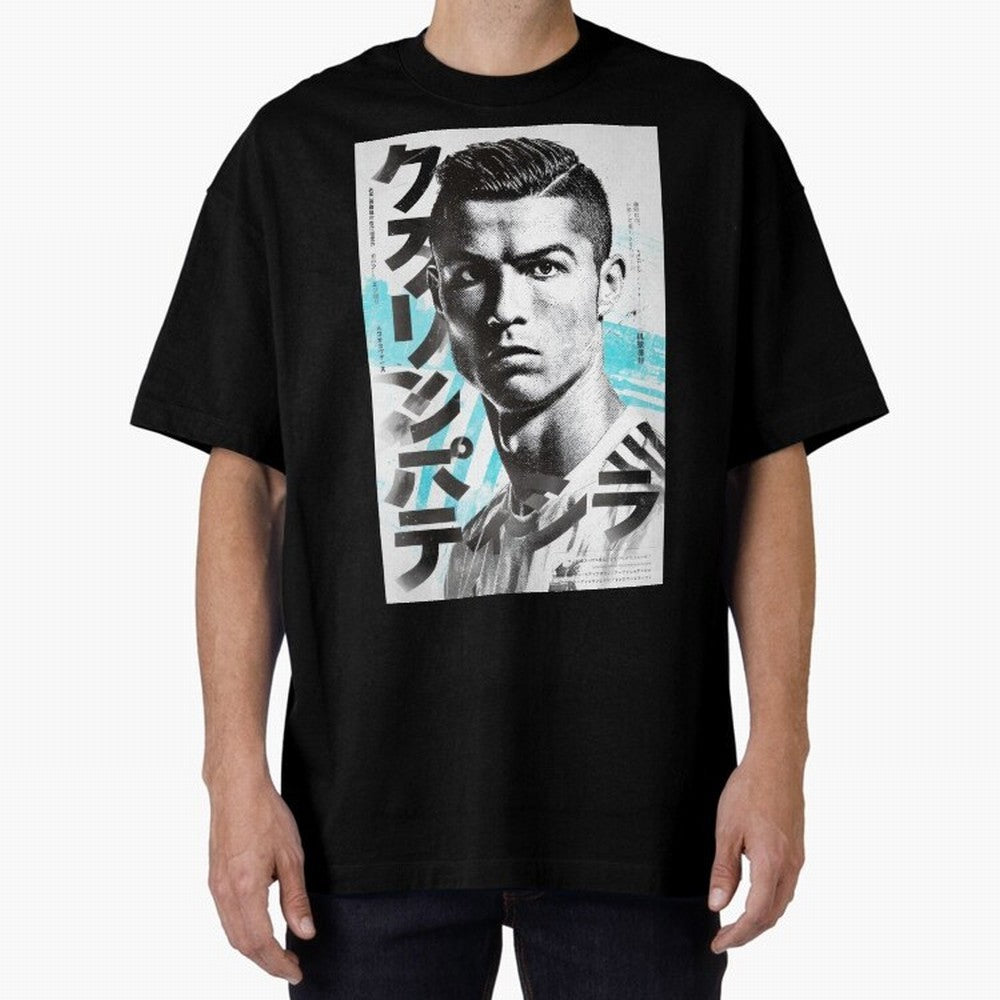 Cristiano Japanese Poster Oversized T-Shirt Show Passion for the Stars of FIFA World Cup 2026 USA Canada Mexico for Fans of CR7 and Messi and England, Bringing Football Passion, Legendary Performances, Festival Vibes and Supporter Community; Ideal