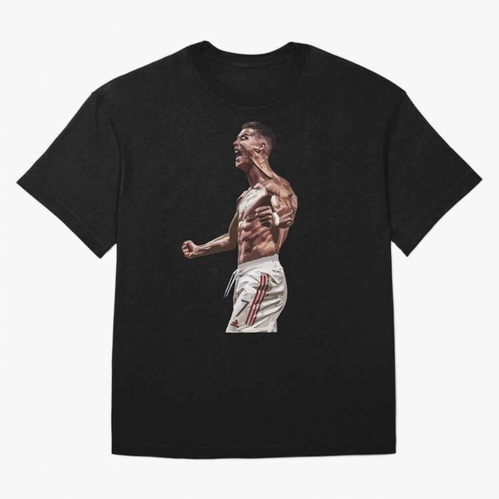 Cristiano Ronaldo - Celebration - CR7 - Manchester United Oversized T-Shirt Bring World Football Passion into Global Football Passion for FIFA World Cup 2026 Group Stage, Capturing Haaland and Mbappe, Argentina and Brazil, Football Festival