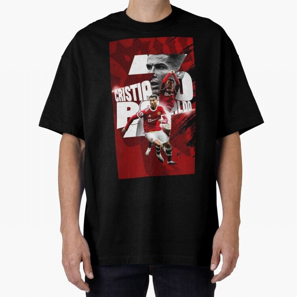Cristiano Ronaldo Illustration Oversized T-Shirt Bring a Champion Mindset to FIFA World Cup 2026 USA Canada Mexico for Fans of Mbappe and Portugal, Spain and Germany, Bringing Global Supporter Spirit, Legendary Goals, National Colors and Tournament