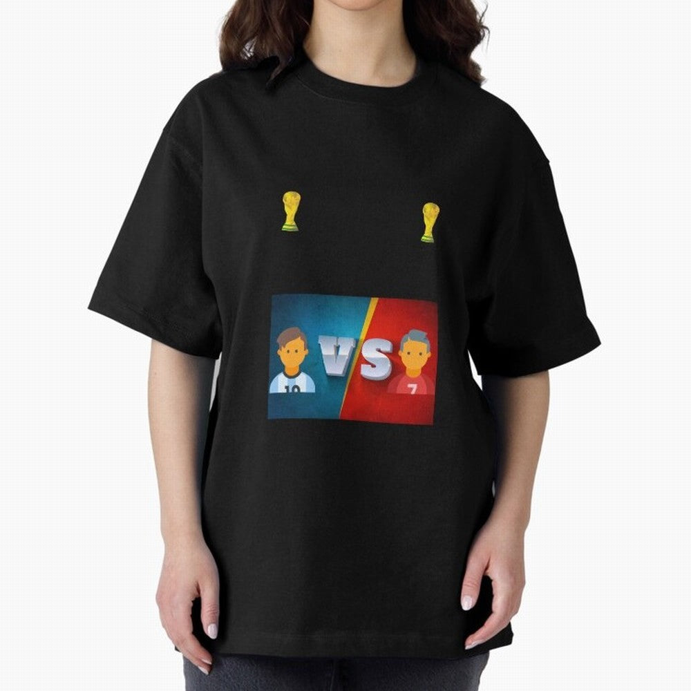 THE RONALDO VS MESSI Oversized T-Shirt Discover FIFA World Cup 2026 Group Stage for Fans of Neymar and Argentina, France and Brazil, Bringing Football History, Final Match Energy, Crowd Noise and Once in a Lifetime Moments; Made for Collectors Who