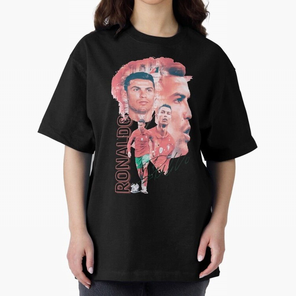Cristiano Ronaldo Design Oversized T-Shirt Represent Fans Who Live for Match Day Hype around FIFA World Cup 2026, Messi, Neymar and Mbappe, Spain, Soccer Culture, Superstar Moments, National Team Dreams and Competitive Fire; Made for Collectors Who