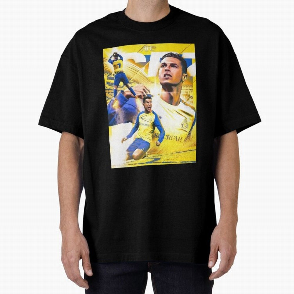 Cristiano Ronaldo Al-Nassr Football Club Oversized T-Shirt Follow the FIFA World Cup 2026 USA Canada Mexico Journey through Cristiano Ronaldo, Haaland and CR7 Highlights, Spain and Netherlands Pride, Champion Mindset, Group Stage Buzz, Knockout