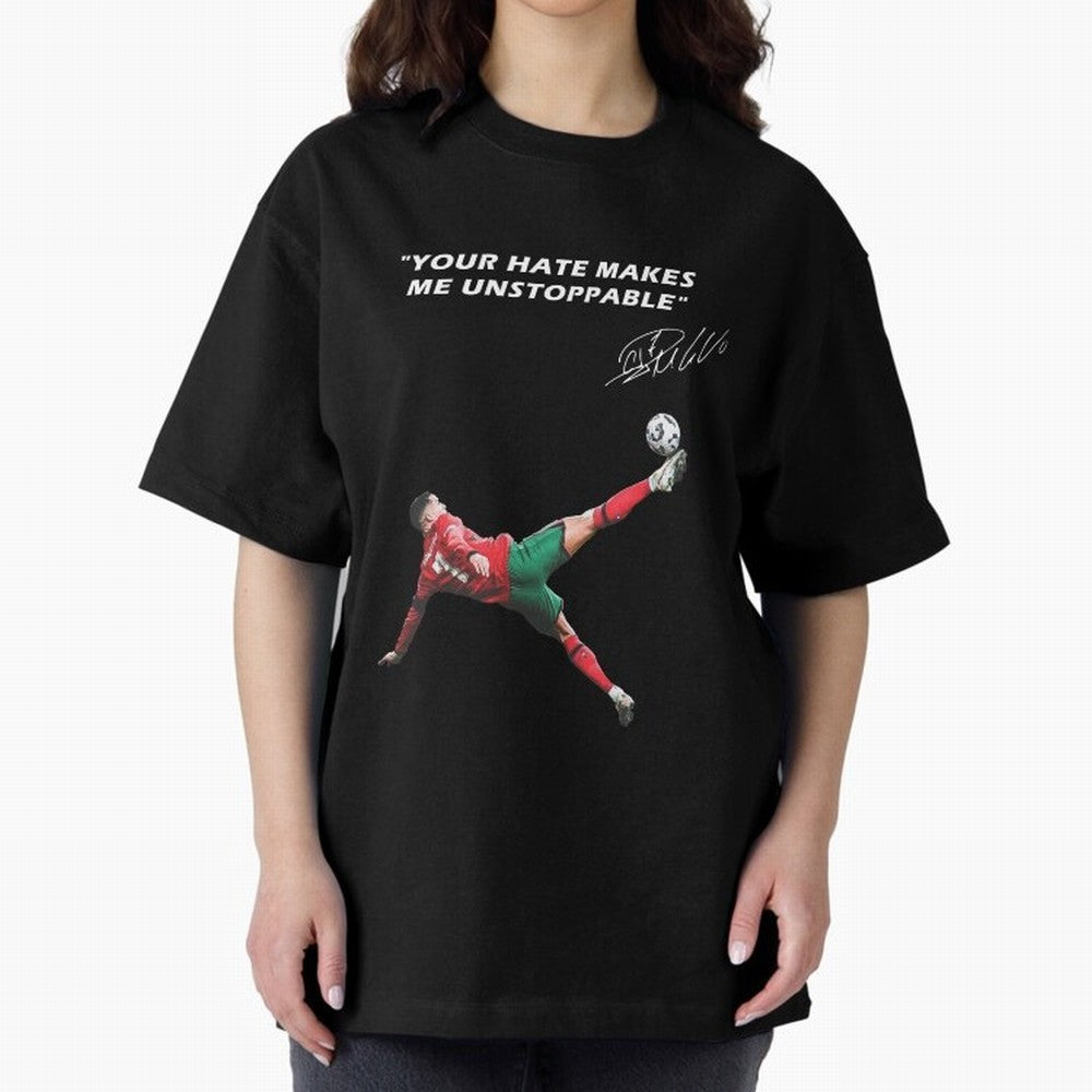 Cristiano Ronaldo Footballer Oversized T-Shirt Join the Countdown to Global Football Passion for FIFA World Cup 2026 USA Canada Mexico, Highlighting Cristiano Ronaldo, Haaland and CR7, England and Germany, Worldwide Fan Energy, Dramatic Goals,