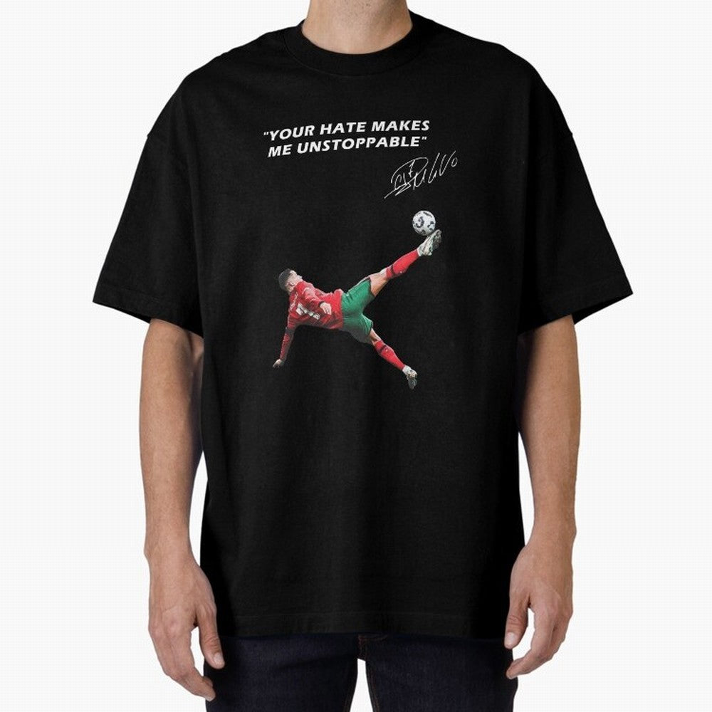 Cristiano Ronaldo Footballer Oversized T-Shirt Join the Countdown to Global Football Passion for FIFA World Cup 2026 USA Canada Mexico, Highlighting Cristiano Ronaldo, Haaland and CR7, England and Germany, Worldwide Fan Energy, Dramatic Goals,