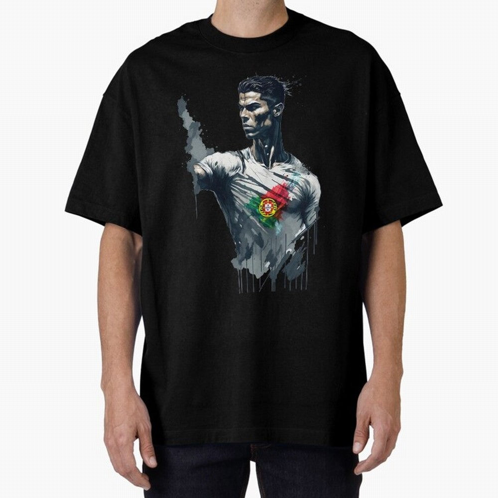Cristiano Ronaldo splash art Oversized T-Shirt Celebrate the Next Chapter of FIFA World Cup 2026 USA Canada Mexico Spirit, Capturing Argentina and Brazil, CR7 and Messi, Soccer Culture, Superstar Moments, National Team Dreams and Competitive Fire;
