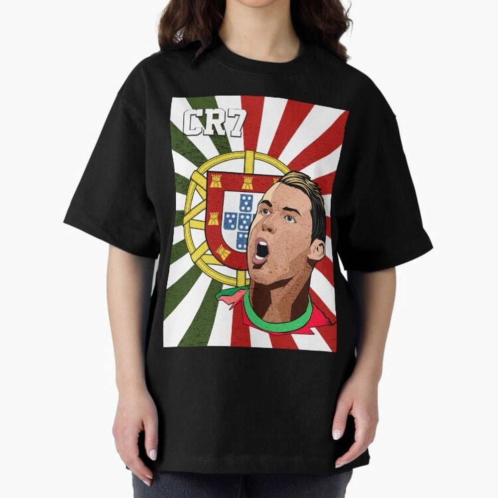 Cristiano Ronaldo 7 Oversized T-Shirt Celebrate Unforgettable Nights in Global Football Passion for FIFA World Cup 2026 Group Stage, Built around Mbappe and Neymar, Portugal, Supporter Pride, Iconic Celebrations, Legendary Names and Global Match