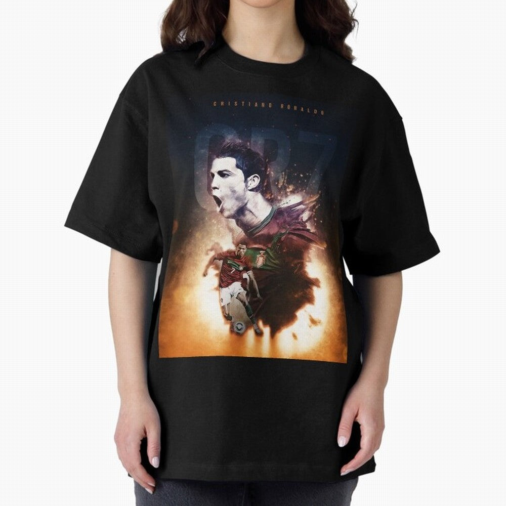 Cristiano Ronaldo 7 Oversized T-Shirt Celebrate the Stars of FIFA World Cup 2026 with Cristiano Ronaldo, Haaland and CR7, Portugal Energy, Sports Nostalgia, International Competition, Famous Players and Unforgettable Victories; Great for Supporters