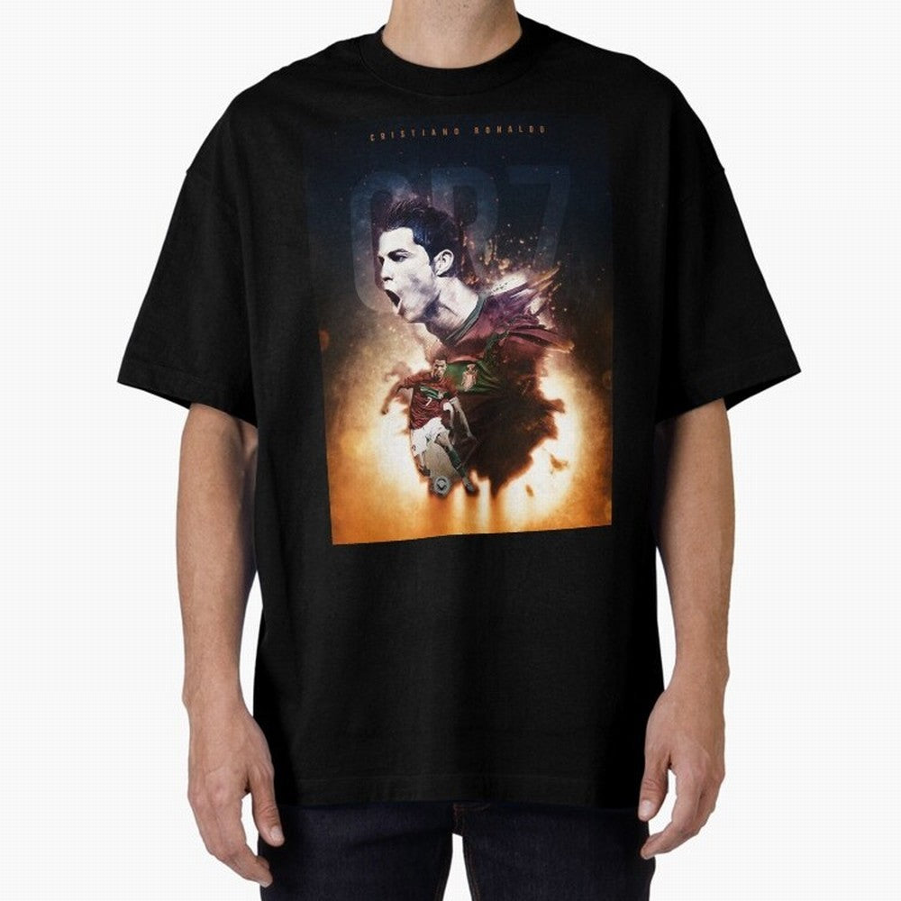 Cristiano Ronaldo 7 Oversized T-Shirt Celebrate the Stars of FIFA World Cup 2026 with Cristiano Ronaldo, Haaland and CR7, Portugal Energy, Sports Nostalgia, International Competition, Famous Players and Unforgettable Victories; Great for Supporters