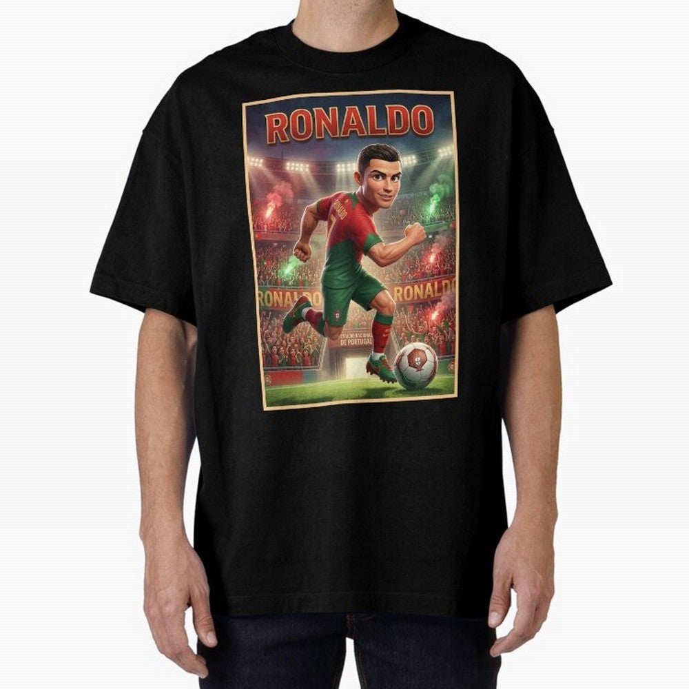 Ronaldo Oversized T-Shirt Celebrate National Team Dreams in the FIFA World Cup 2026 Journey through CR7 Highlights, Brazil Pride, Championship Spirit, Famous Goals, Roaring Crowds and International Football Unity; Ideal for Passionate Fans Who Love