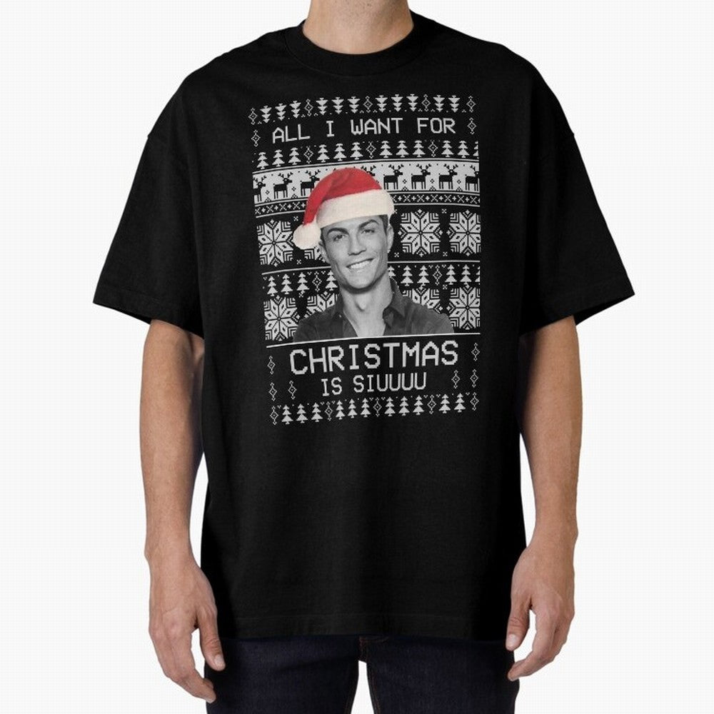 cristiano ronaldo siuuu funny christmas sweater Oversized T-Shirt Experience the Global Stage of FIFA World Cup 2026 USA Canada Mexico Spirit, Built around Spain, Neymar, Haaland and Cristiano Ronaldo, Global Supporter Spirit, Legendary Goals,