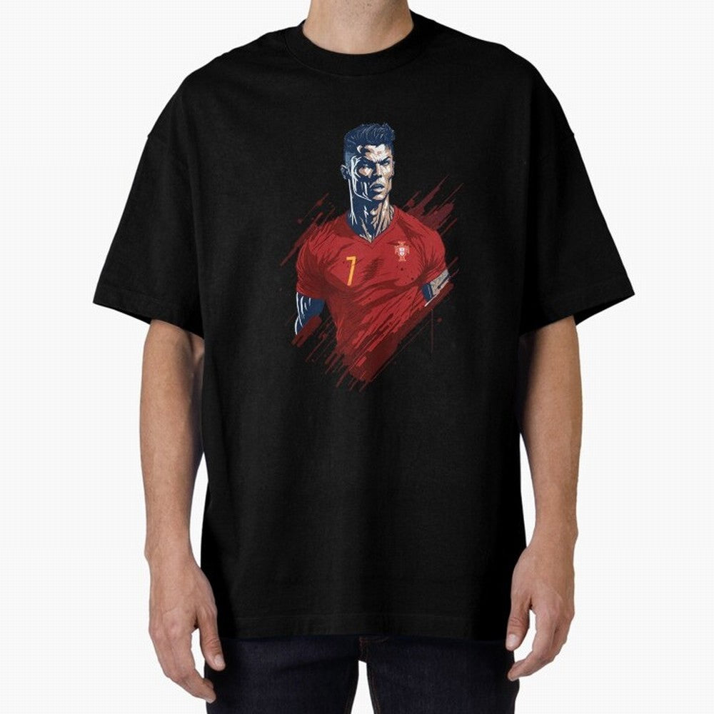 Cristiano Ronaldo splash art Oversized T-Shirt Feel International Energy from FIFA World Cup 2026 Spirit, Celebrating Spain, CR7 and Messi, Football History, Final Match Energy, Crowd Noise and Once in a Lifetime Moments; Perfect for People Who