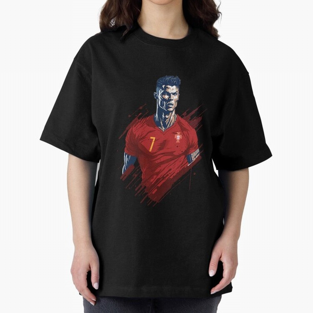 Cristiano Ronaldo splash art Oversized T-Shirt Feel International Energy from FIFA World Cup 2026 Spirit, Celebrating Spain, CR7 and Messi, Football History, Final Match Energy, Crowd Noise and Once in a Lifetime Moments; Perfect for People Who
