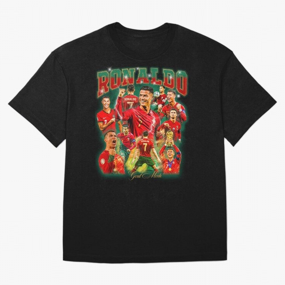 Ronaldo Vintage Bootleg Design Oversized T-Shirt Celebrate Fan Culture around Global Football Passion for FIFA World Cup 2026 USA Canada Mexico, Filled with Mbappe, Argentina and Brazil, Fan Favorite Moments, National Team Passion, Big Match Drama