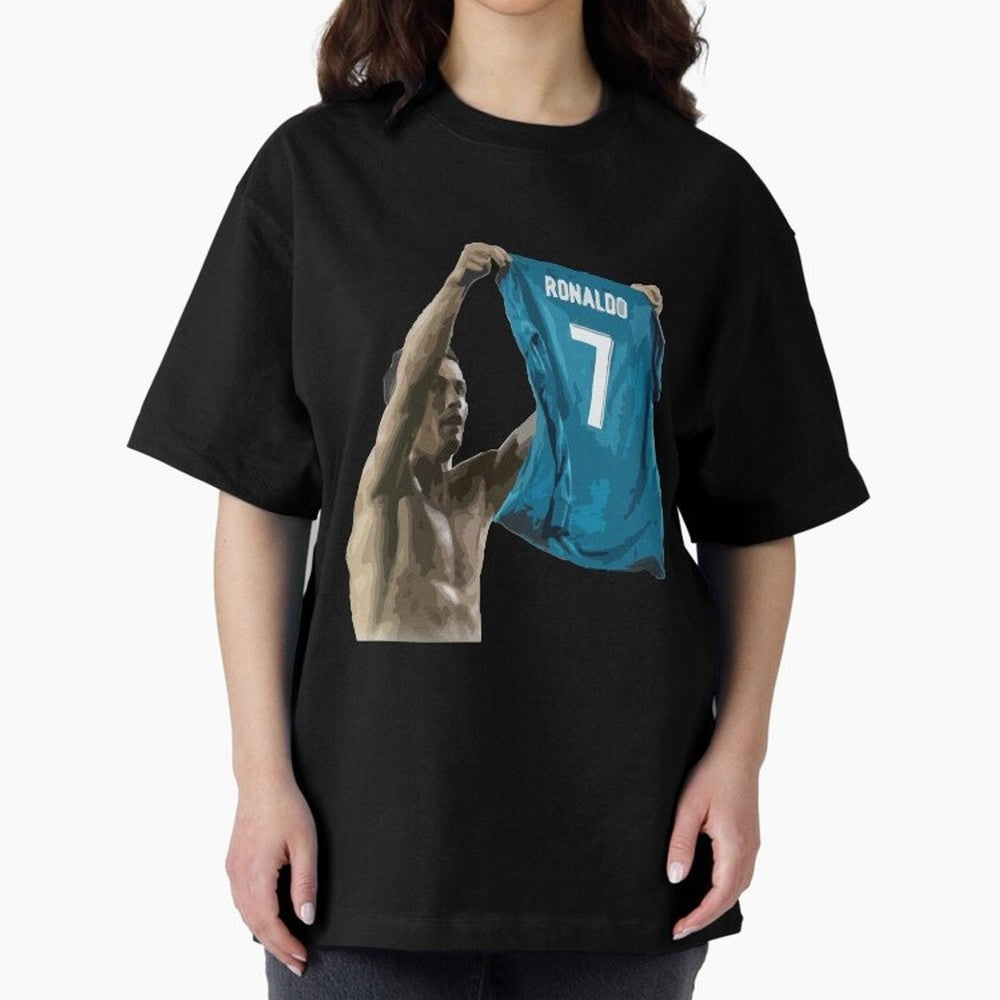 Cristiano Ronaldo celebration goal against Barcelona Oversized T-Shirt Carry National Pride through Match Day Hype around FIFA World Cup 2026 Group Stage, Mbappe and Neymar, Spain, Champion Mindset, Group Stage Buzz, Knockout Tension and Passionate