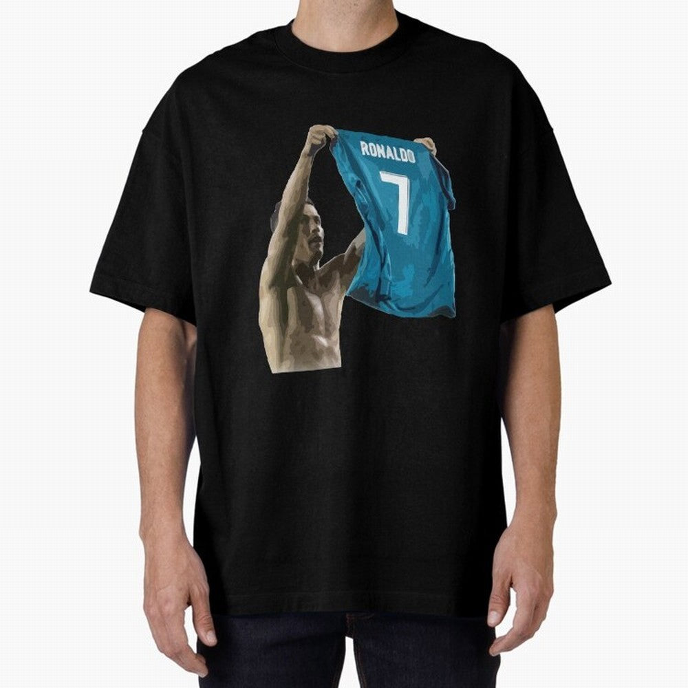 Cristiano Ronaldo celebration goal against Barcelona Oversized T-Shirt Carry National Pride through Match Day Hype around FIFA World Cup 2026 Group Stage, Mbappe and Neymar, Spain, Champion Mindset, Group Stage Buzz, Knockout Tension and Passionate