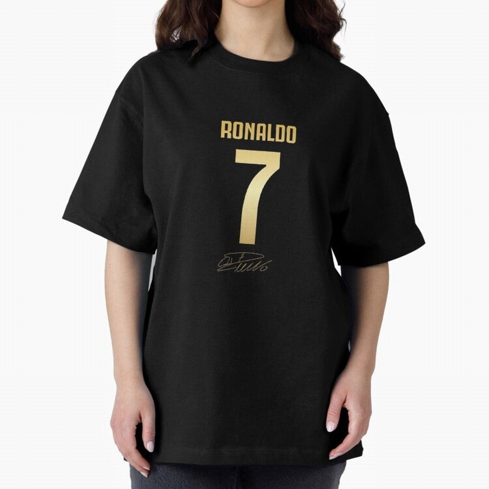 CR7 Cristiano Ronaldo Black And Gold Luxury Drawstring Bag Oversized T-Shirt Celebrate the Next Chapter of FIFA World Cup 2026 USA Canada Mexico Centered on Messi, Neymar and Mbappe, Argentina, France and Brazil Energy, Retro Football Energy,