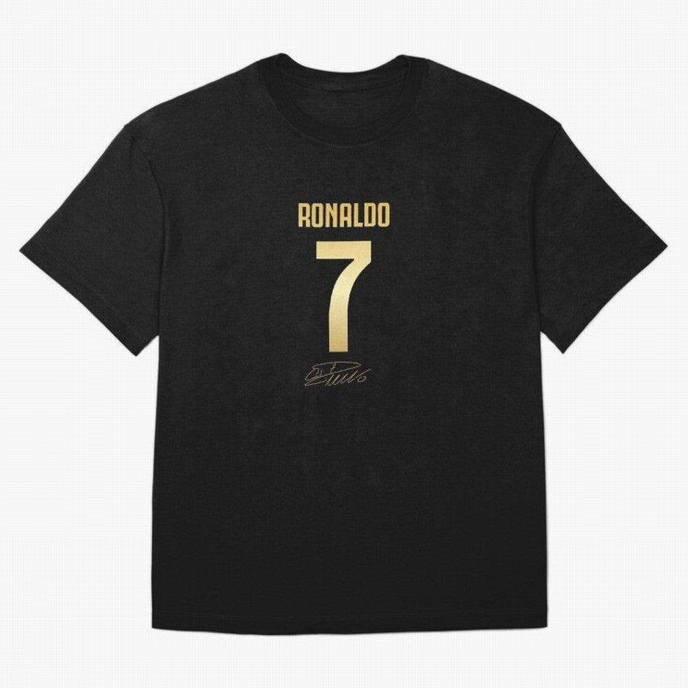 CR7 Cristiano Ronaldo Black And Gold Luxury Drawstring Bag Oversized T-Shirt Celebrate the Next Chapter of FIFA World Cup 2026 USA Canada Mexico Centered on Messi, Neymar and Mbappe, Argentina, France and Brazil Energy, Retro Football Energy,