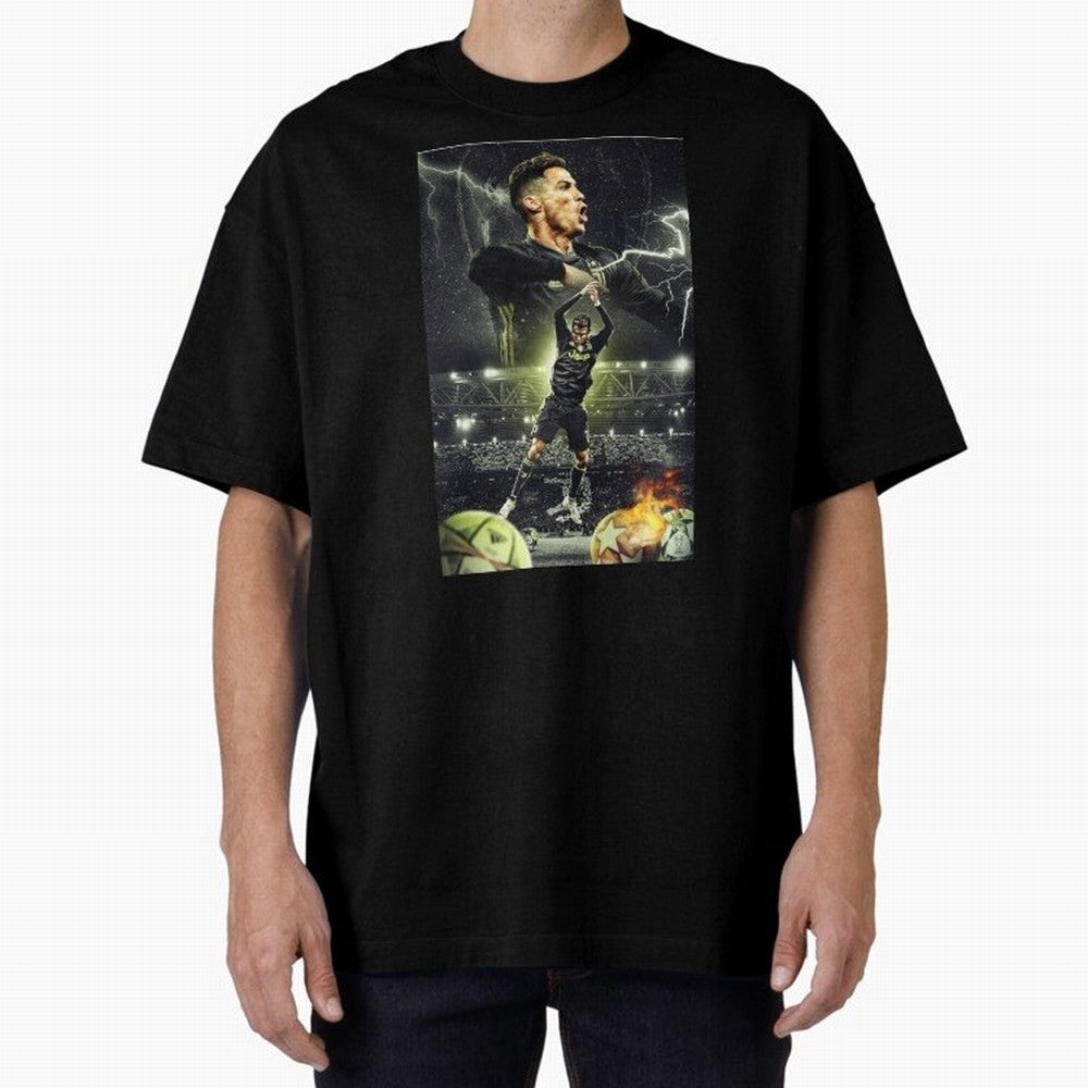 Ronaldo Illustration iPhone Case Oversized T-Shirt Show Match Day Excitement for Match Day Hype around FIFA World Cup 2026, CR7 and Messi, Spain, Championship Spirit, Famous Goals, Roaring Crowds and International Football Unity; Great for Watch