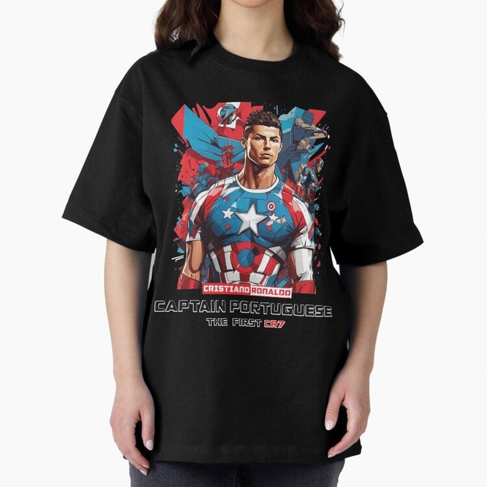 Cristiano Ronaldo Captain Portuguese Oversized T-Shirt Feel the Roar of FIFA World Cup 2026 USA Canada Mexico Centered on Mbappe, England, France and Netherlands Energy, Champion Mindset, Group Stage Buzz, Knockout Tension and Passionate Fan