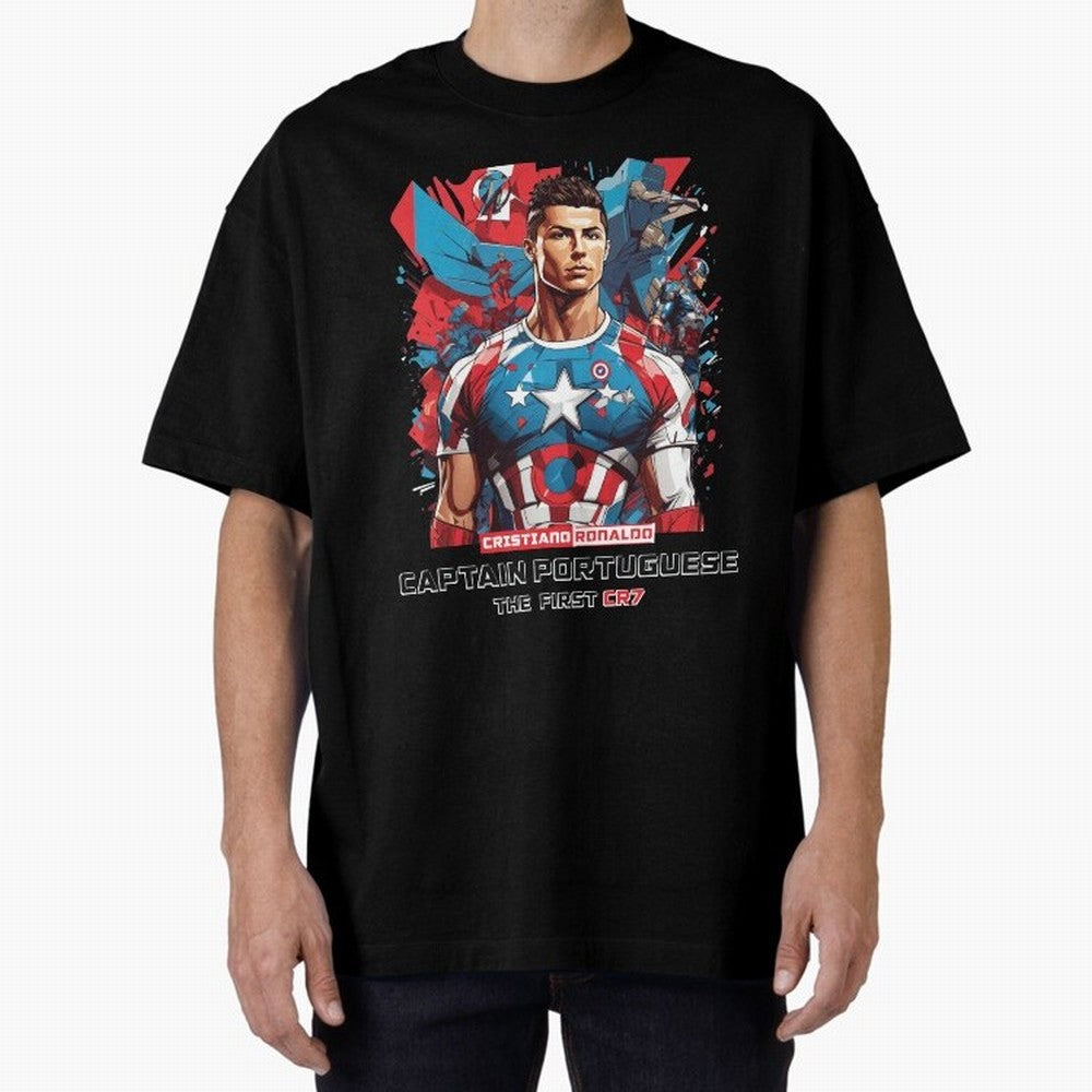 Cristiano Ronaldo Captain Portuguese Oversized T-Shirt Feel the Roar of FIFA World Cup 2026 USA Canada Mexico Centered on Mbappe, England, France and Netherlands Energy, Champion Mindset, Group Stage Buzz, Knockout Tension and Passionate Fan