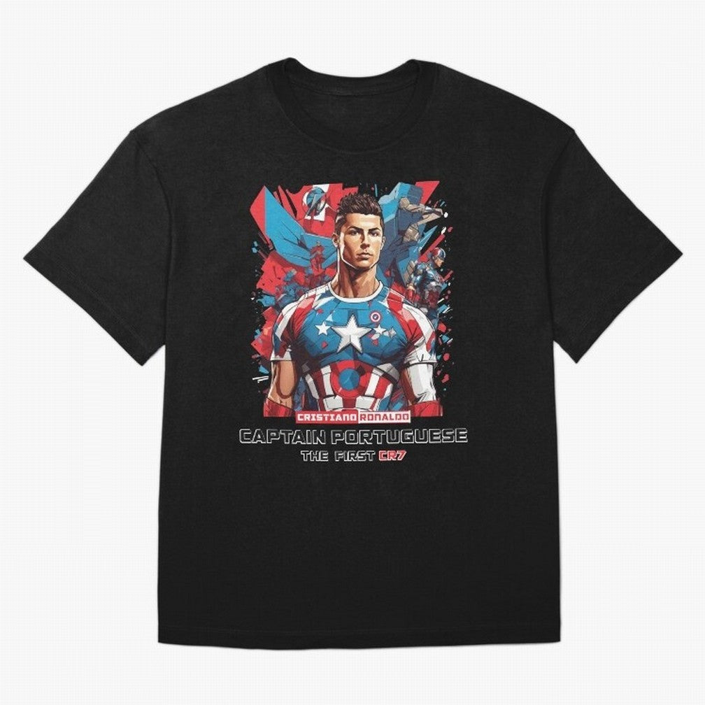 Cristiano Ronaldo Captain Portuguese Oversized T-Shirt Feel the Roar of FIFA World Cup 2026 USA Canada Mexico Centered on Mbappe, England, France and Netherlands Energy, Champion Mindset, Group Stage Buzz, Knockout Tension and Passionate Fan