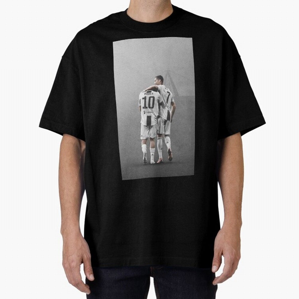 ronaldo with paulo dybala Oversized T-Shirt Turn Up for the FIFA World Cup 2026 Journey through Mbappe Highlights, Argentina and Brazil Pride, Vintage Soccer Flavor, Modern Football Stars, National Flags and Final Night Emotion; Great for Watch
