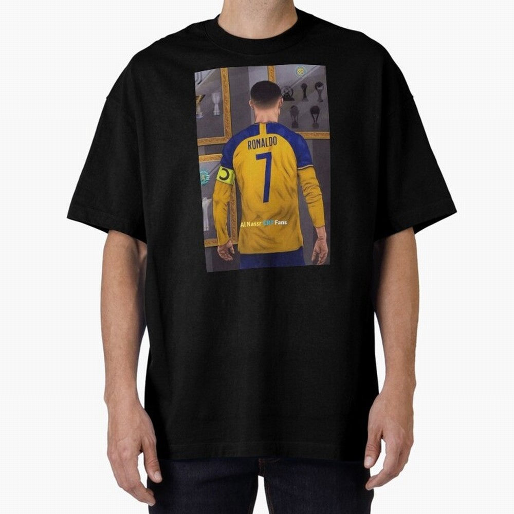 Al Nassr -Cristiano Ronaldo CR7 2023 Oversized T-Shirt Elevate Global Football Passion for FIFA World Cup 2026 Group Stage, Capturing Messi, CR7 and Mbappe, England, Championship Spirit, Famous Goals, Roaring Crowds and International Football