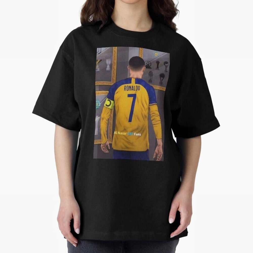 Al Nassr -Cristiano Ronaldo CR7 2023 Oversized T-Shirt Elevate Global Football Passion for FIFA World Cup 2026 Group Stage, Capturing Messi, CR7 and Mbappe, England, Championship Spirit, Famous Goals, Roaring Crowds and International Football