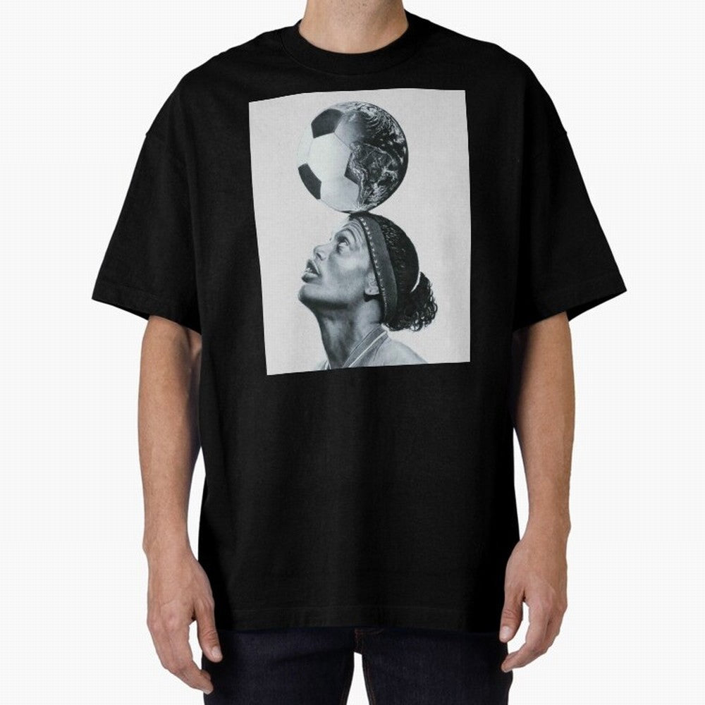 Art Ronaldinho Illustration Oversized T-Shirt Show Passion for the Stars of FIFA World Cup 2026 USA Canada Mexico Made for Messi, CR7 and Mbappe, Netherlands Energy, Match Day Excitement, Supporter Culture, Golden Goals and Global Football Passion;