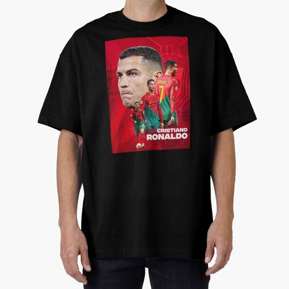 CRISTIANO RONALDO WORLD CUP 2022 Oversized T-Shirt Represent FIFA World Cup 2026 Spirit, Highlighting Argentina and Brazil, Messi, CR7 and Mbappe, Vintage Soccer Flavor, Modern Football Stars, National Flags and Final Night Emotion; Made for Die