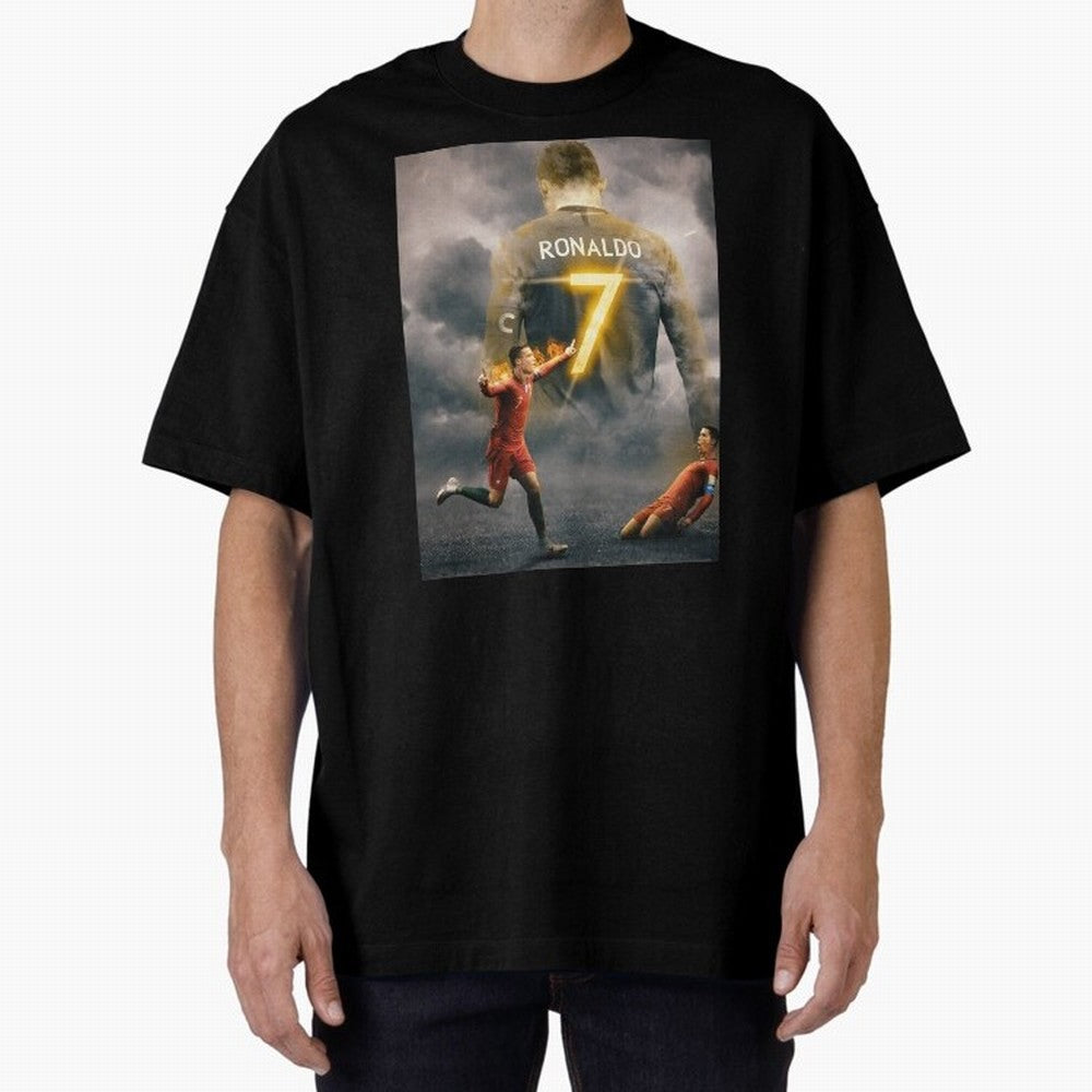 Art CR7 Wallpaper Oversized T-Shirt Capture Stadium Memories from FIFA World Cup 2026 USA Canada Mexico with CR7 and Messi, Argentina and Brazil Energy, Stadium Chants, National Pride, Trophy Dreams and Unforgettable Football Memories; Perfect for