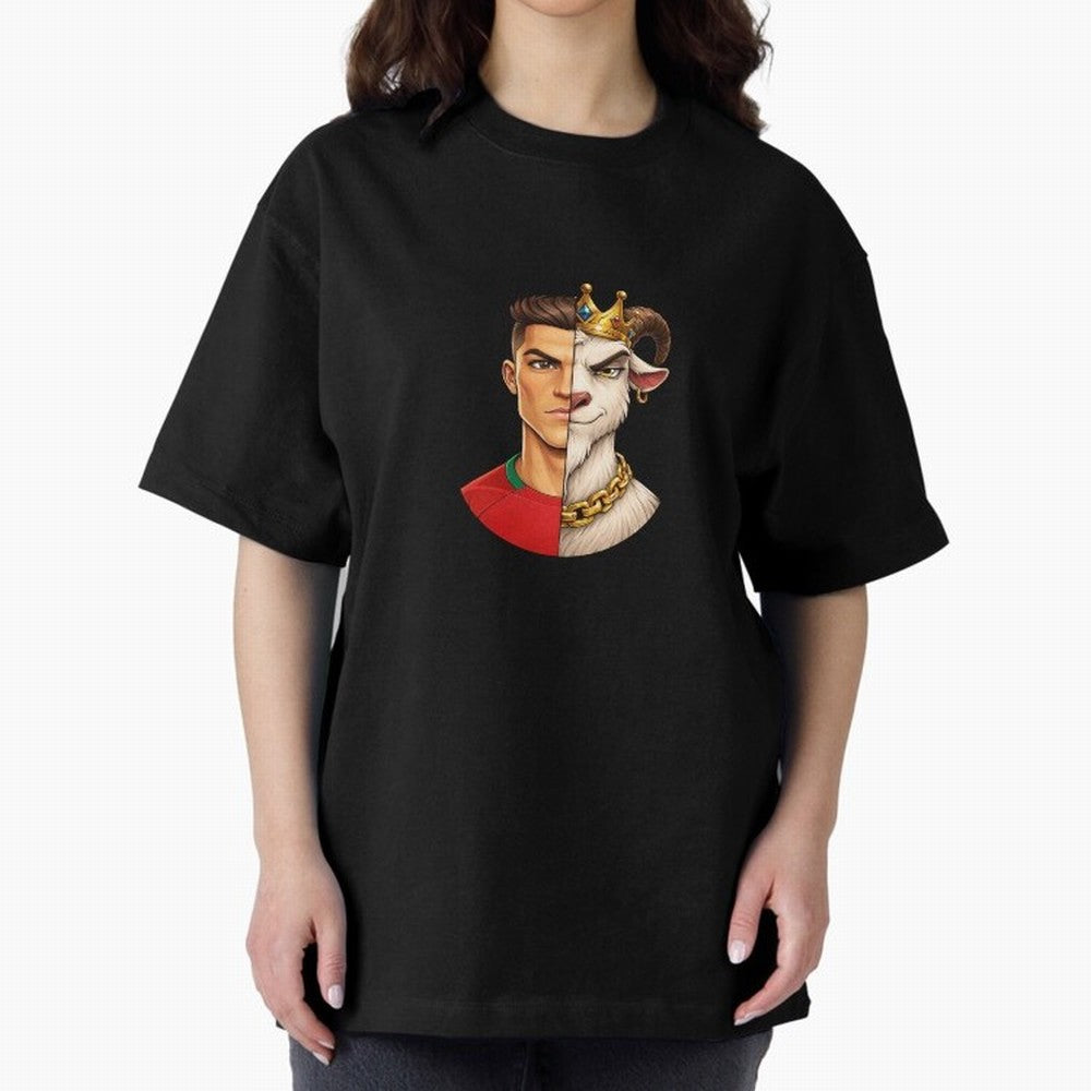 Half Man Half Goat - Cristiano Ronaldo Oversized T-Shirt Celebrate Football Dreams Across FIFA World Cup 2026 Group Stage with Cristiano Ronaldo, Portugal Energy, Supporter Pride, Iconic Celebrations, Legendary Names and Global Match Day Energy;
