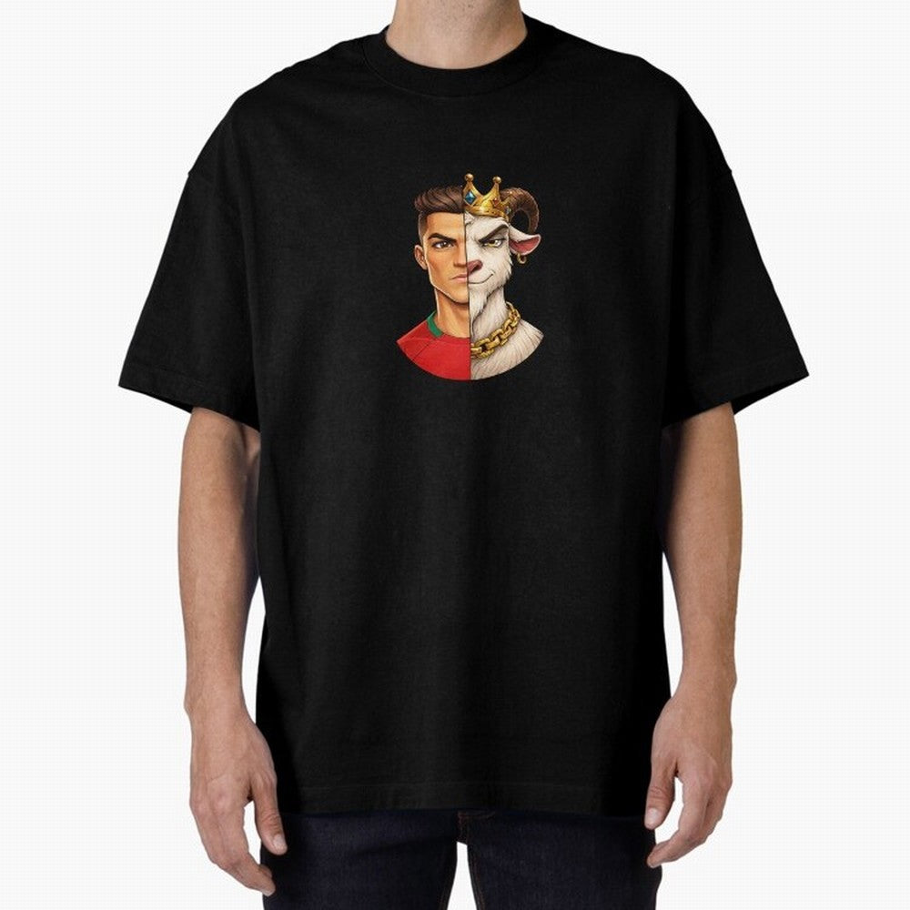 Half Man Half Goat - Cristiano Ronaldo Oversized T-Shirt Celebrate Football Dreams Across FIFA World Cup 2026 Group Stage with Cristiano Ronaldo, Portugal Energy, Supporter Pride, Iconic Celebrations, Legendary Names and Global Match Day Energy;