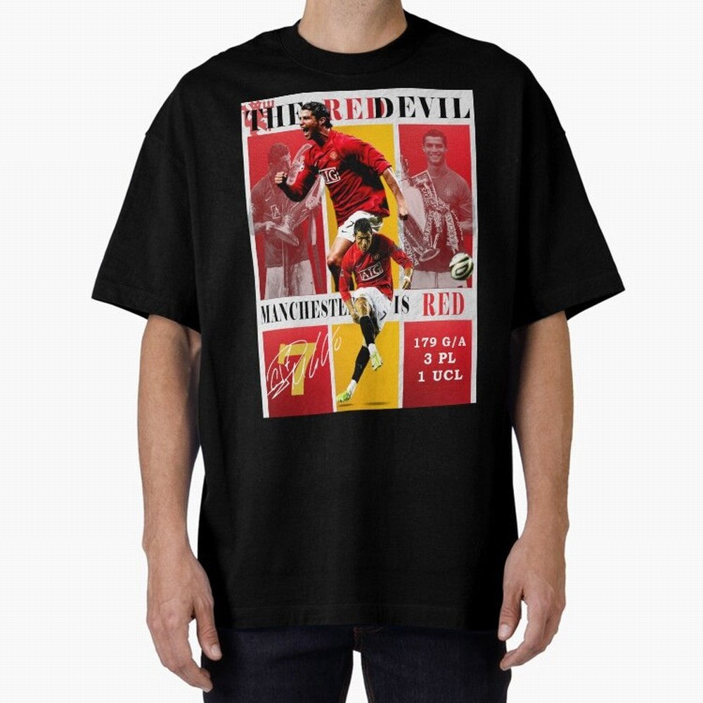 Cristiano Ronaldo 2008 Manchester United Poster Oversized T-Shirt Celebrate Golden Goal Energy in Match Day Hype around FIFA World Cup 2026, Messi, Argentina and Brazil, Football Passion, Legendary Performances, Festival Vibes and Supporter