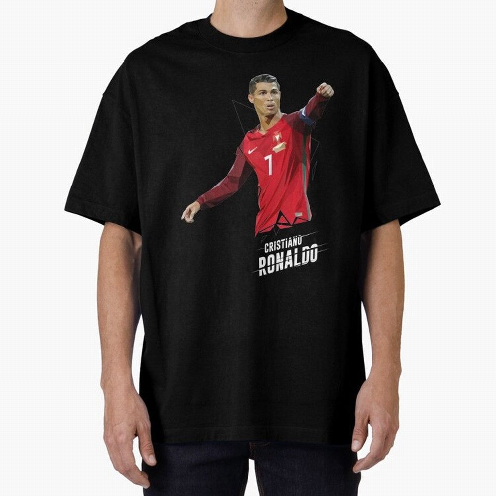 Ronaldo Cristiano Ronaldo Lowpoly Art Oversized T-Shirt Discover FIFA World Cup 2026 Group Stage Spirit, Capturing Argentina and Brazil, Messi, CR7 and Mbappe, Football Festival Excitement, Trophy Ambitions, Country Rivalries and Star Player Buzz;