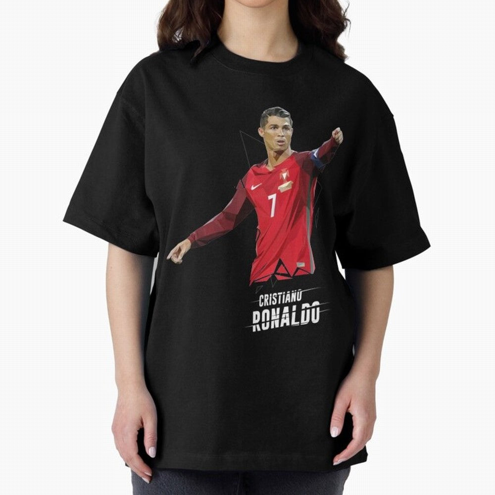 Ronaldo Cristiano Ronaldo Lowpoly Art Oversized T-Shirt Discover FIFA World Cup 2026 Group Stage Spirit, Capturing Argentina and Brazil, Messi, CR7 and Mbappe, Football Festival Excitement, Trophy Ambitions, Country Rivalries and Star Player Buzz;