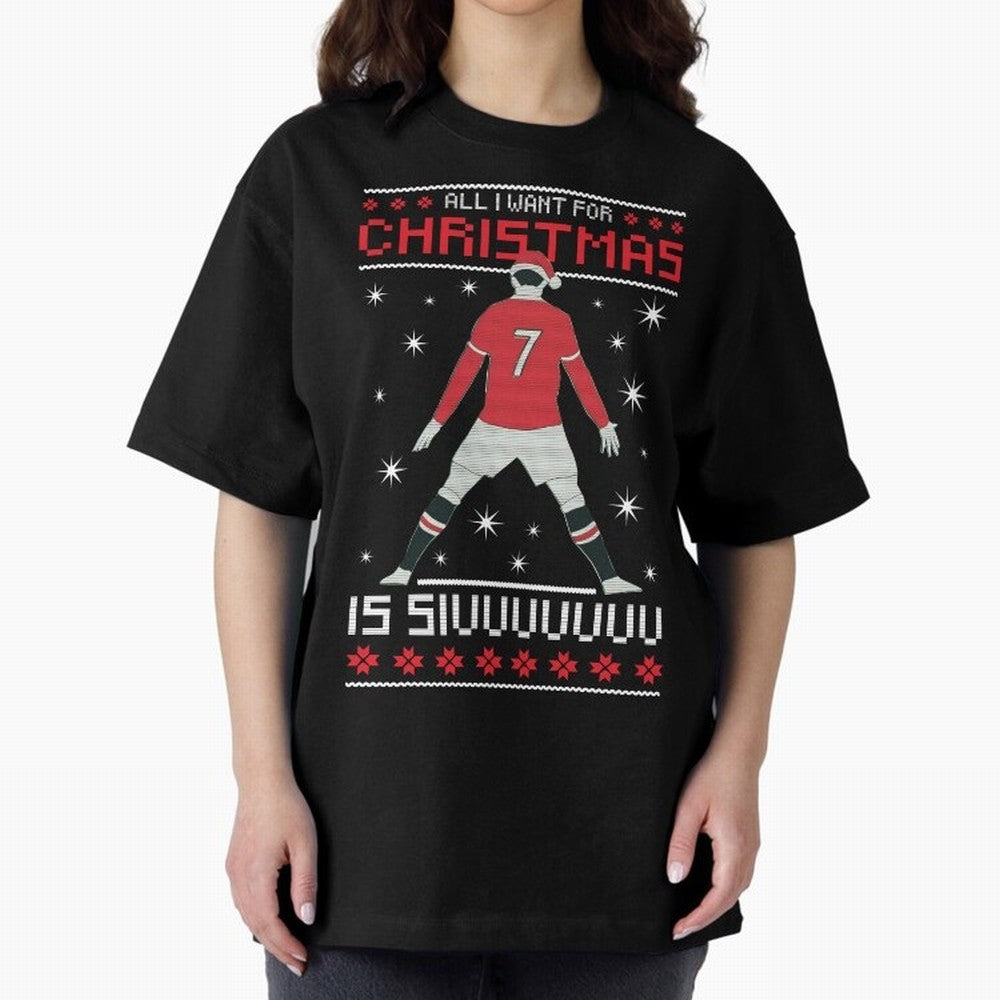 ALL I WANT FOR CHRISTMAS IS SIU Oversized T-Shirt Show Your Stadium Side during Global Football Passion for FIFA World Cup 2026 USA Canada Mexico, Driven by Messi, Neymar and Mbappe, Argentina, France and Brazil, Goal Celebration Energy, Supporter