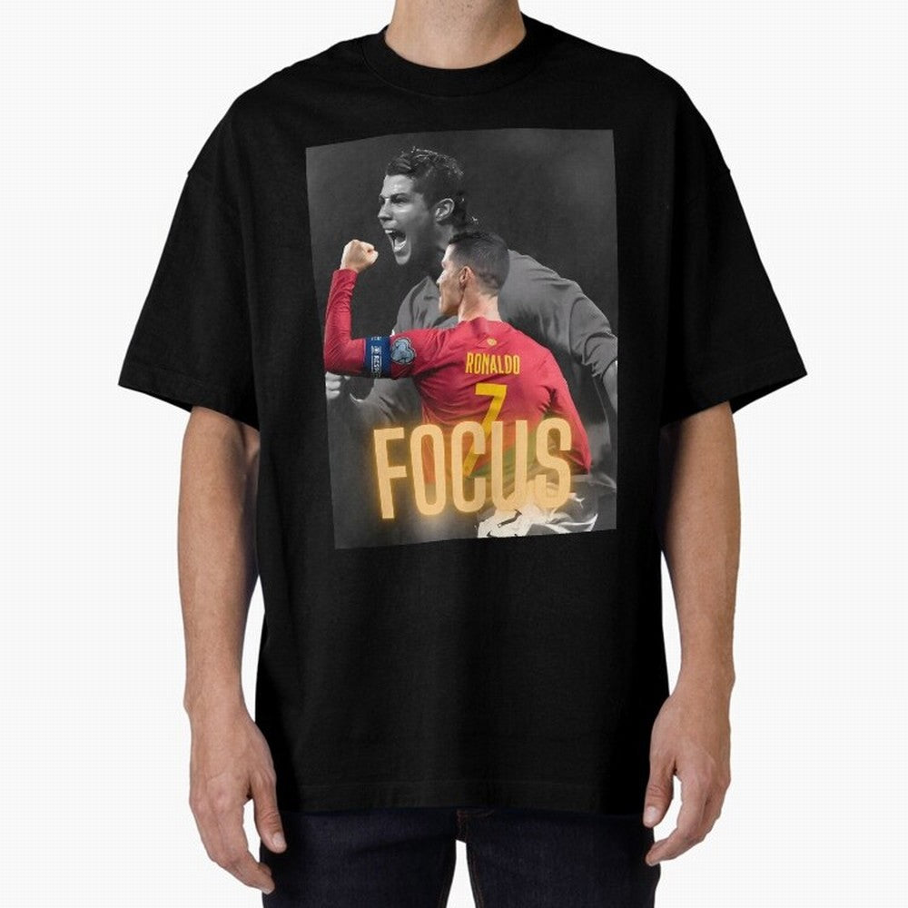 Focus With CR7 Oversized T-Shirt Bring a Champion Mindset to Match Day Hype around FIFA World Cup 2026, Messi, CR7 and Mbappe, Brazil, Champion Mindset, Group Stage Buzz, Knockout Tension and Passionate Fan Culture; Perfect for People Who Love