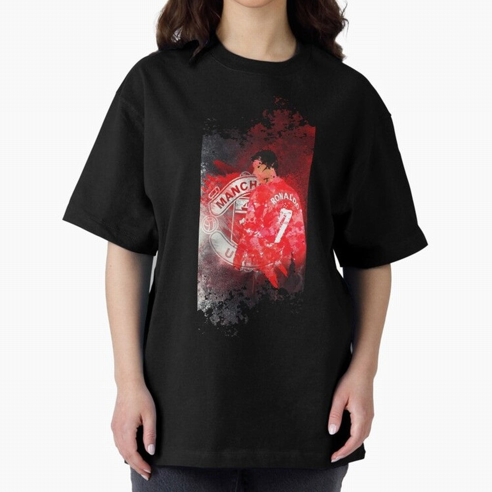 Ronaldo Illustration 003 Oversized T-Shirt Fuel Global Football Passion for FIFA World Cup 2026 Group Stage, with Messi, England, France and Netherlands, Vintage Soccer Flavor, Modern Football Stars, National Flags and Final Night Emotion; Created