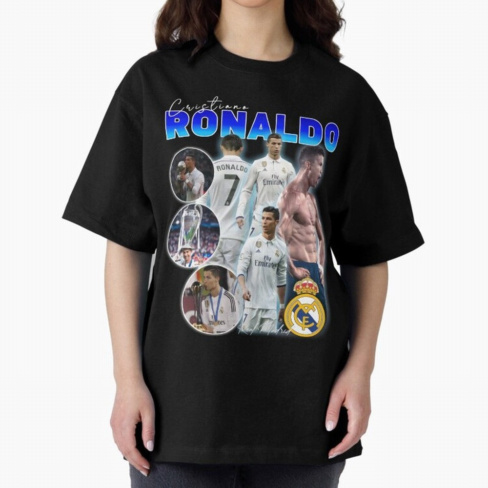 Cristiano Ronaldo Bootleg Oversized T-Shirt Celebrate Football Heritage in FIFA World Cup 2026 USA Canada Mexico Built around Messi, Netherlands Energy, Champion Mindset, Group Stage Buzz, Knockout Tension and Passionate Fan Culture; Made for