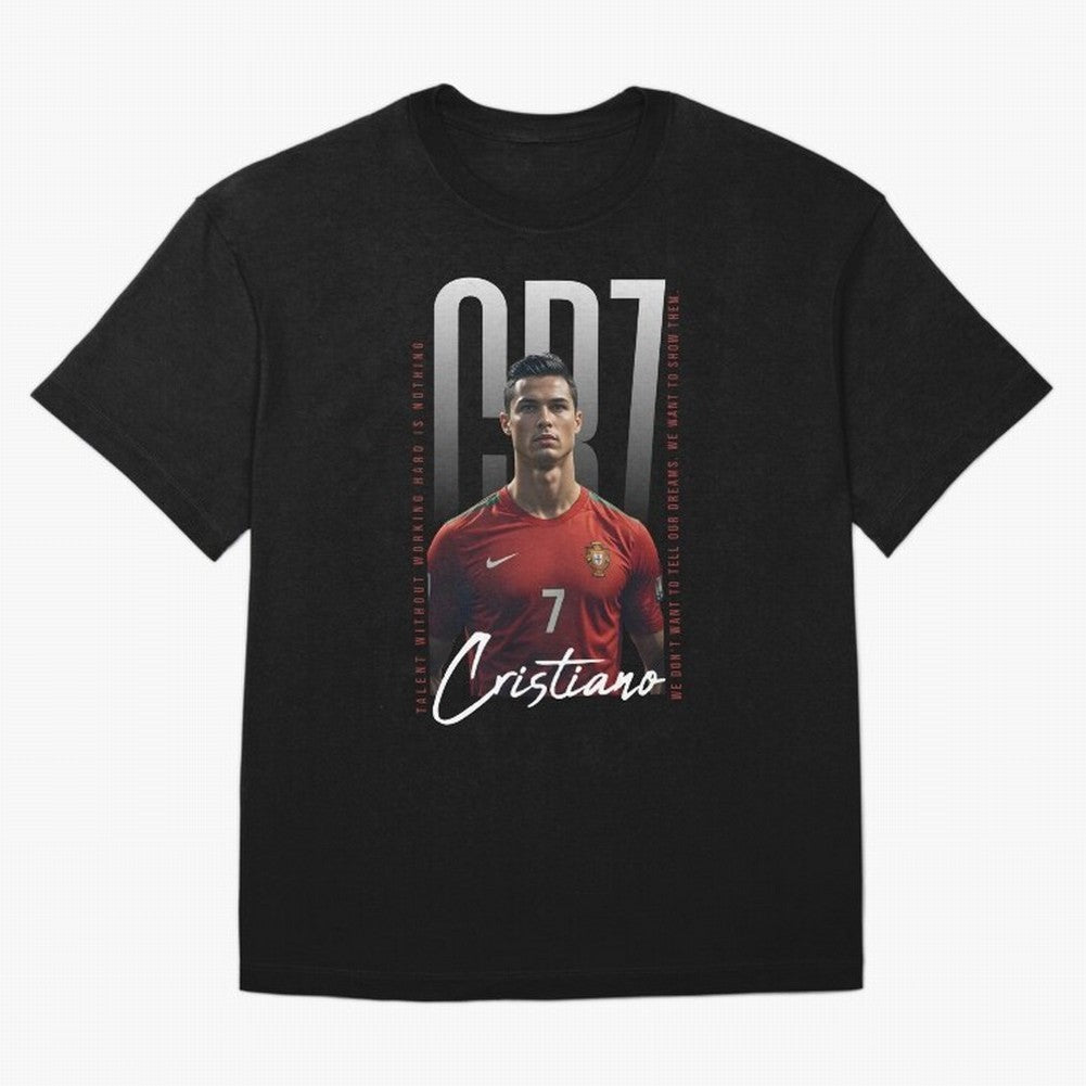Cristiano Ronaldo Oversized T-Shirt Celebrate Fan Favorites in Match Day Hype around FIFA World Cup 2026, Messi, CR7 and Mbappe, Portugal, Spain and Germany, Worldwide Fan Energy, Dramatic Goals, Stadium Lights and Championship Celebrations;