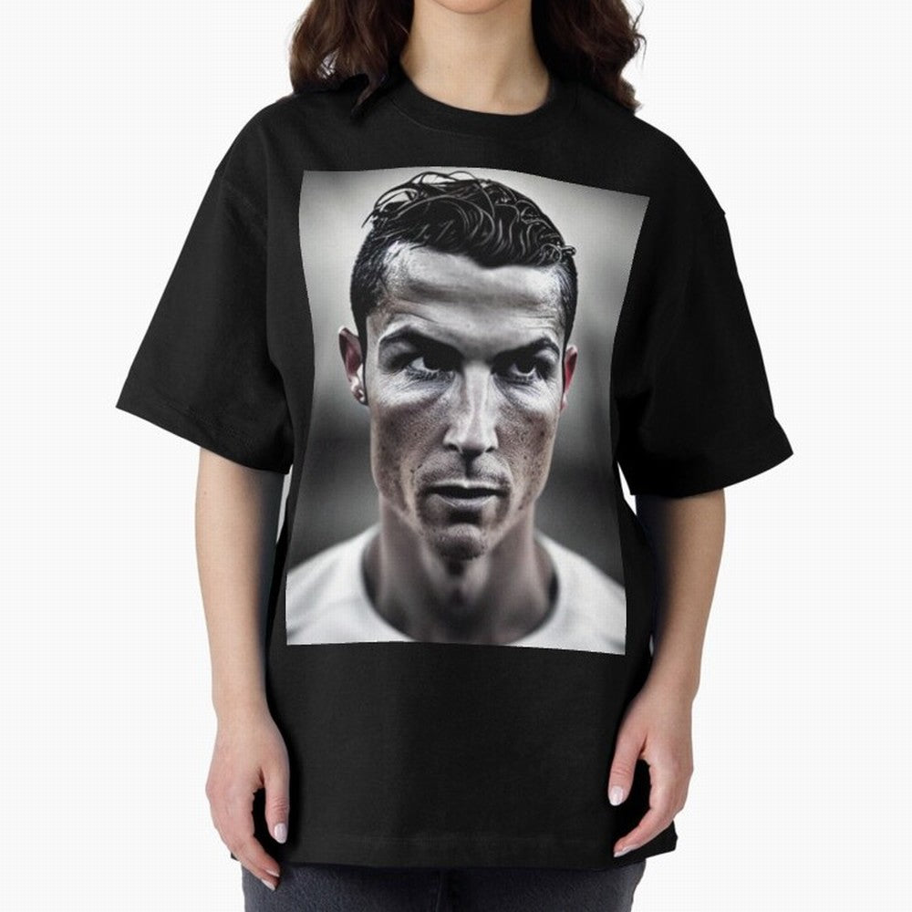 Cristiano Ronaldo Portrait Oversized T-Shirt Join the Global Buzz around FIFA World Cup 2026 Connected to Mbappe, France Energy, Supporter Pride, Iconic Celebrations, Legendary Names and Global Match Day Energy; Ideal for Passionate Fans Who Love